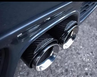 Mini JCW style exhaust tips (pair) carbon fibre gloss F54 F55 F56 F57 F60 UK