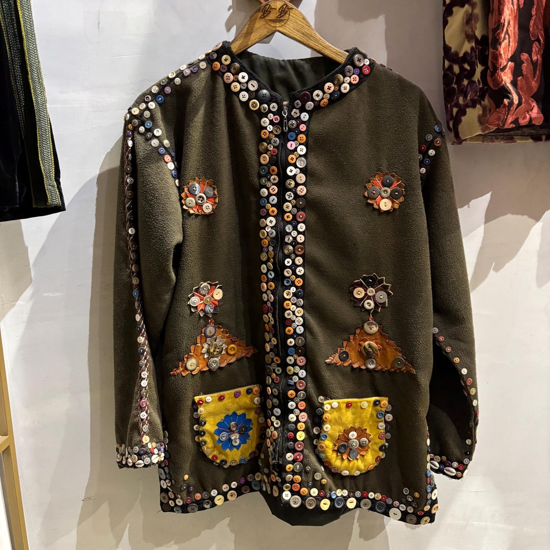 Handmade Wool Jacket – Unique Button Embellished Design - Etsy