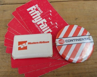 CONTINENTAL and WESTERN AIRLINES, 1970s Advertisment Assortment, Vintage Airplane, Pilot Collectibles or Altered Art Supplies