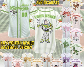 Custom Disney Toy Story Collection, Baseball Jersey Team, Collection Choose Style Jersey Shirt, Disneyland Birthday Gift for Kids Men Women