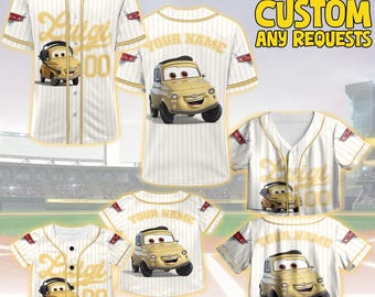 Baseball Cars Luigi personnalisé, équipe de maillot de baseball Cars personnalisées, tenue personnalisée de l'équipe de baseball Luigi Disney, chemise Cars Land
