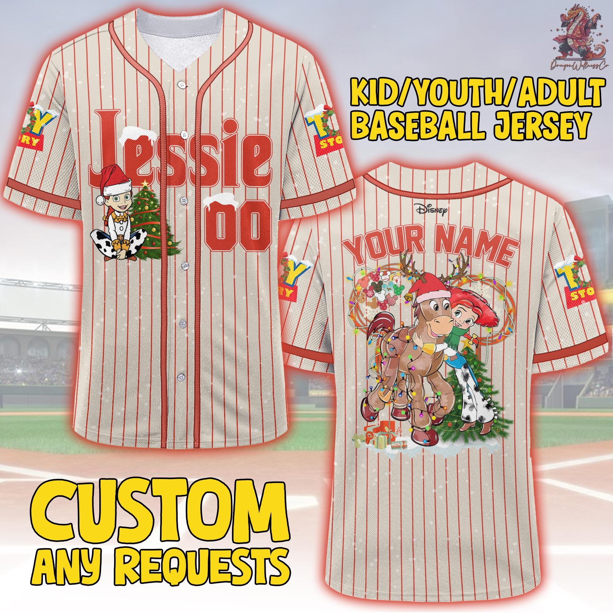 Discover Custom Disney Toy Story Jessie Christmas Baseball, Custom Disney Pixar Xmas Jersey Sports Outfit Cute Gift For Fan Disney Toy Story Jessie