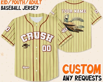 Custom Finding Nemo Turtle Crush Baseball Jersey, Personalized Disney Finding Nemo Shirt, Classic Disney Outfit, Cute Gift for Fans Disney