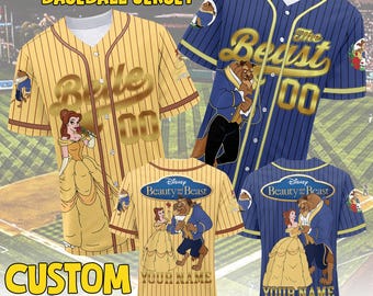 Personalized Princess Belle And Beast Matching Jersey, Custom Disneyland Baseball Team, Beauty And the Beast Birthday, Gift for Disney Fans