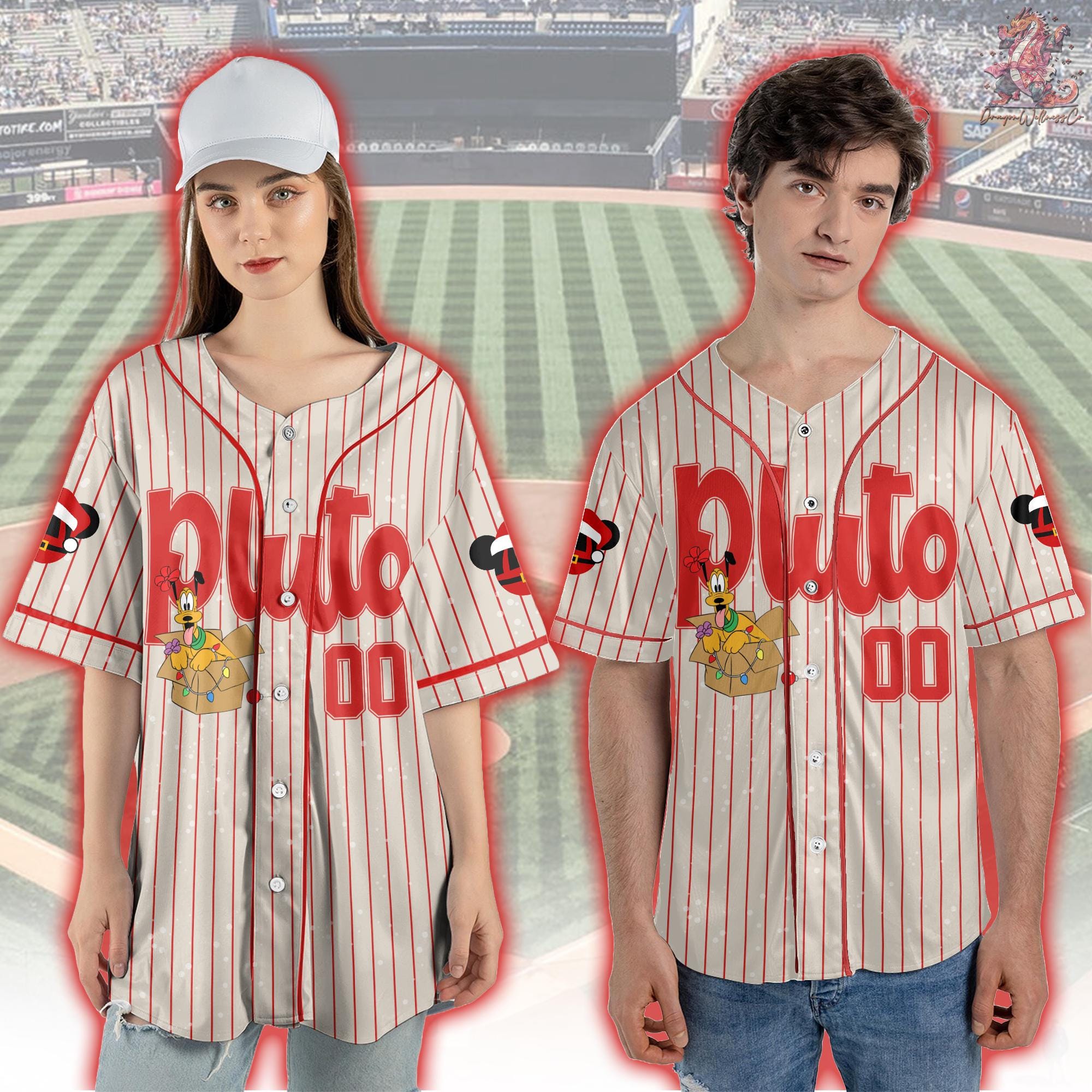 Discover Custom Disney Winter Christmas Pluto Baseball Jersey, Custom Disneyland Jersey, Baseball Team, Pluto Birthday, Gift for Disney Fans