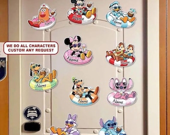 Aimant personnalisé pour porte de croisière Disney Mickey et ses amis, aimant voyage Disney, décoration de cabine avec nom personnalisé Disney Cruise Line