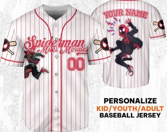 Personalized Spider Man Across the Spider Verse Miles Morales Baseball Jersey, Custom Spider Man Shirt, Disney Jersey Baseball Team Outfit