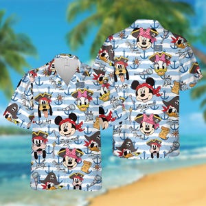 Mickey and Friends Pirate Hawaiian Shirt, Pirates of The Caribbean Hawaiian Shirt, Donald Goofy Pluto Hawaii Tee, Birthday Gift ID-0617-LRUJ