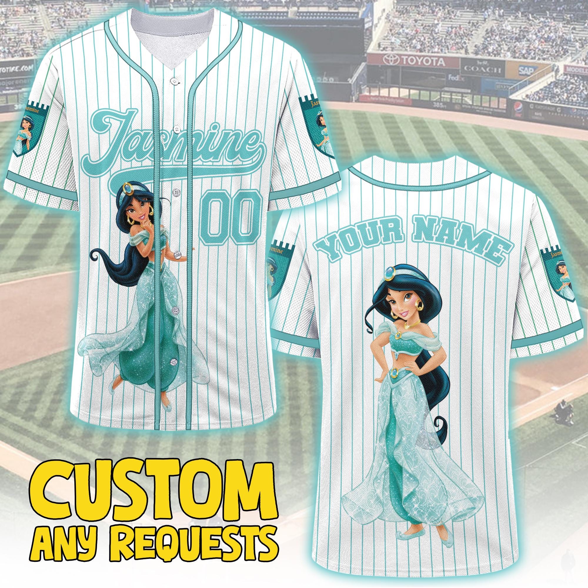 Discover Custom Disney Princess Jasmine Aladdin Jersey, Gift For Baseball Fan Disney Princess Matching