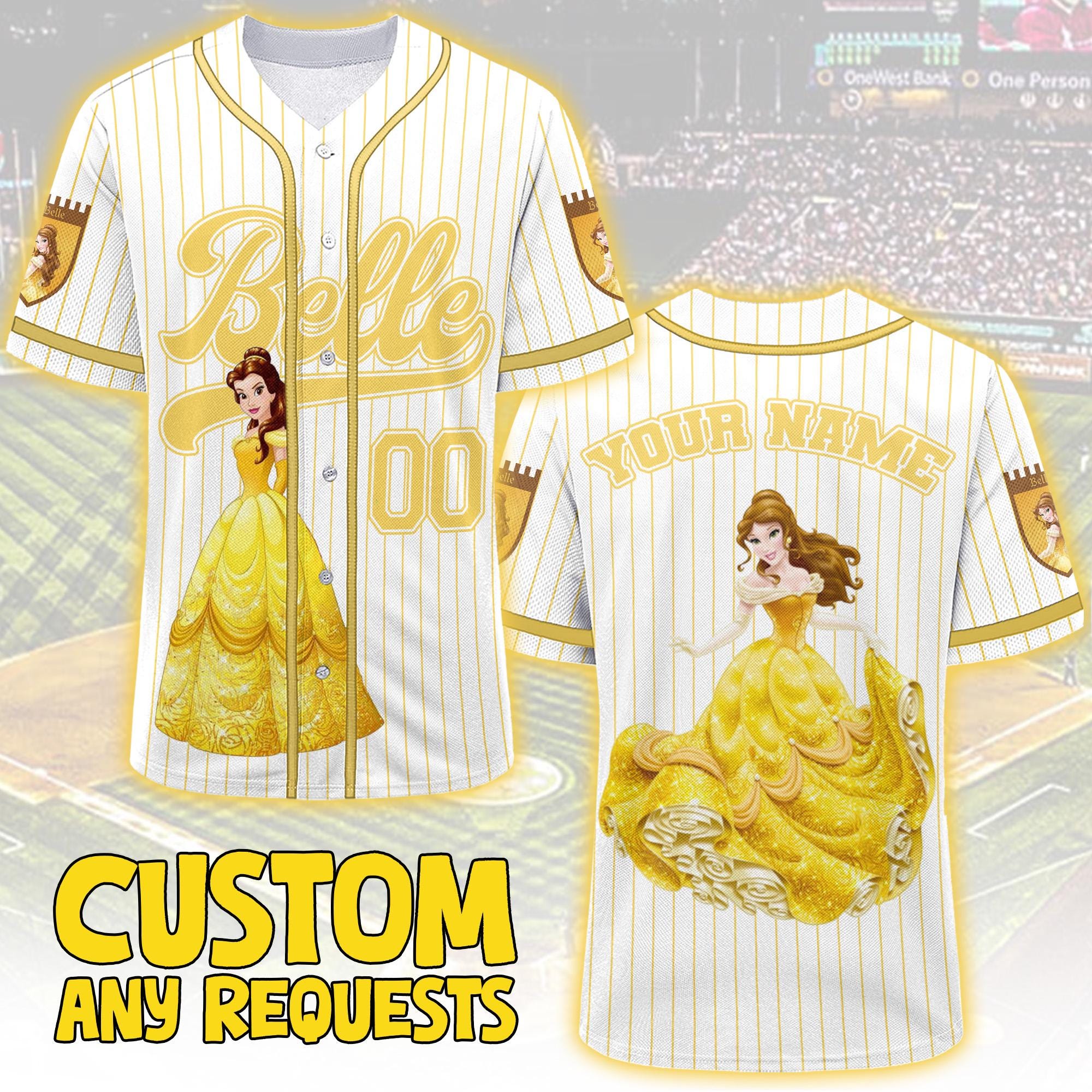 Discover Custom Disney Princess Belle Beauty and the Beast Jersey, Custom Kid Youth Adult Disney Baseball Jersey, Disney Princess Girl Trip Matching