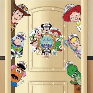 Cruisemagneet Toy Story, deurmagneet Disney Cruise, magneet familiecruise, aangepaste kapitein Woody Buzz, deurdecoratie passagiershut