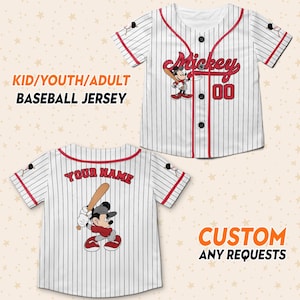 Personalized Mickey and Friends Baseball Jersey Team Matching, Baseball Jersey For Kid Youth Adult, Jersey Disneyland Birthday Gift Umu1-65
