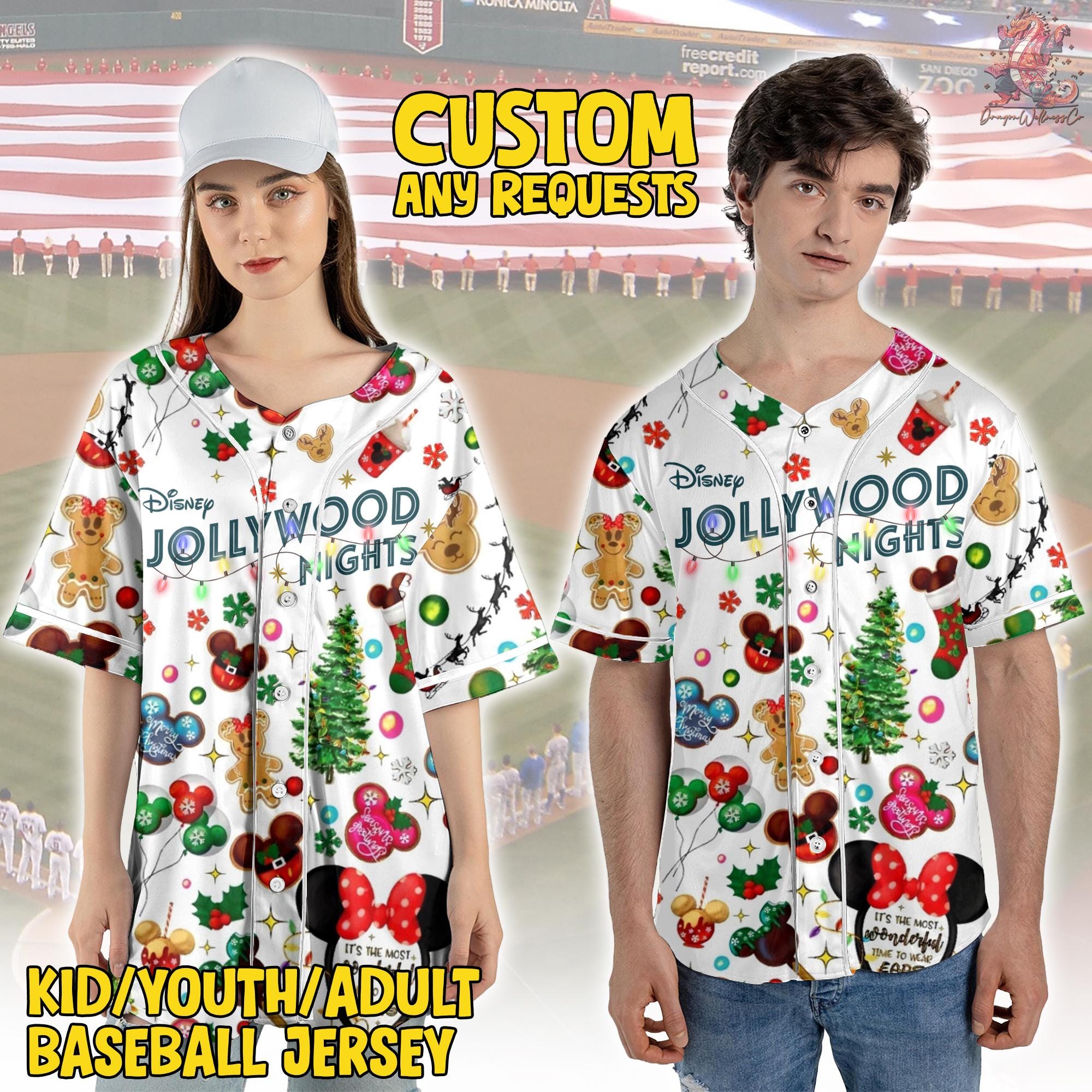 Discover Vintage Disney Jollywood Nights 2025 Christmas Jersey, Very Merry Christmas Baseball, Hollywood Studios Xmas, Jollywood Nights Lights Shirt