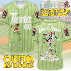 Custom Disney Tiana Princess and the Frog Christmas Jersey, Custom Disney Princess Tiana Xmas Baseball, Disney Tiana Shirt, Disney Girl Trip