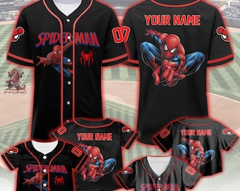 Personalize Disney Amazing Spider Man Vintage Retro Black No Striped Jersey, Custom Spider Man Disney Baseball Jersey, Birthday Gift Family