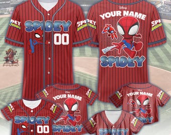 Personalized Spidey And His Amazing Friends Red Color Baseball Jersey, Custom Spidey Birthday Gift for Him Jersey, Personalized Spidey Gift