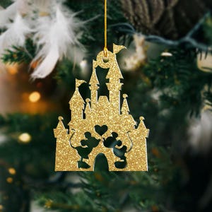 Cinderella Castle Ornament, Princess Castle Mickey and Minnie Ornament, Disney Christmas Tree Ornament, Disney Christmas Gift ID-0805-FDKY
