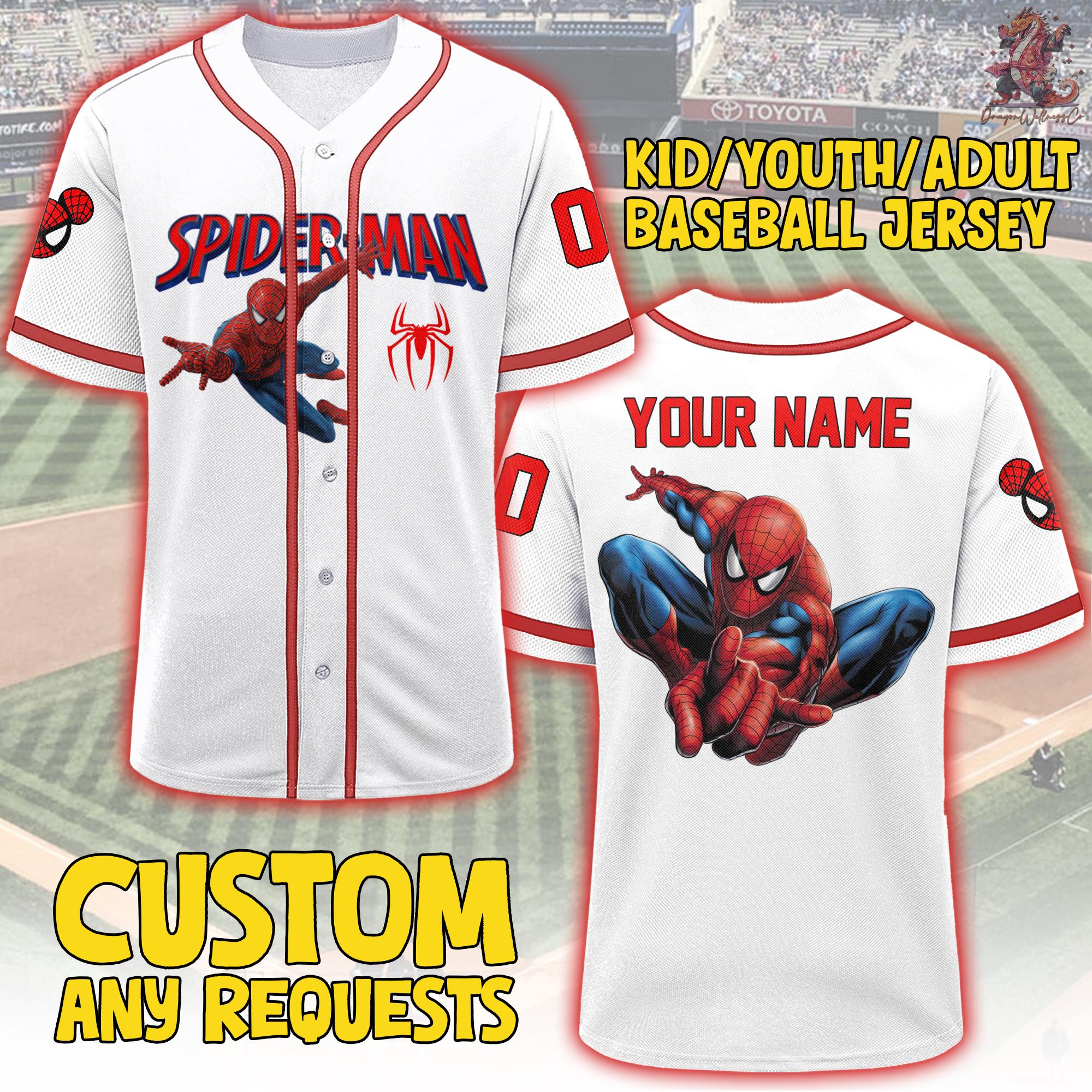 Discover Personalize Disney Amazing Spider Man Vintage Retro White No Striped Jersey, Custom Spider Man Disney Baseball Jersey, Birthday Gift Family