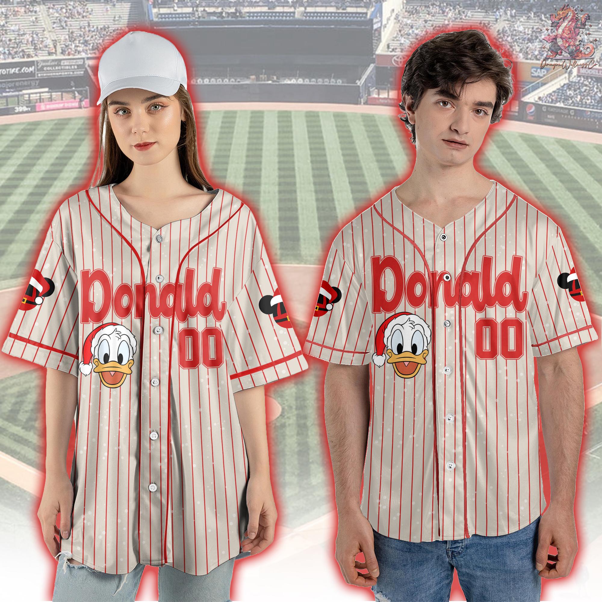 Discover Custom Disney Winter Christmas Donald Baseball Jersey, Custom Disneyland Jersey, Donald Team, Donald Duck Birthday, Gift for Disney Fans