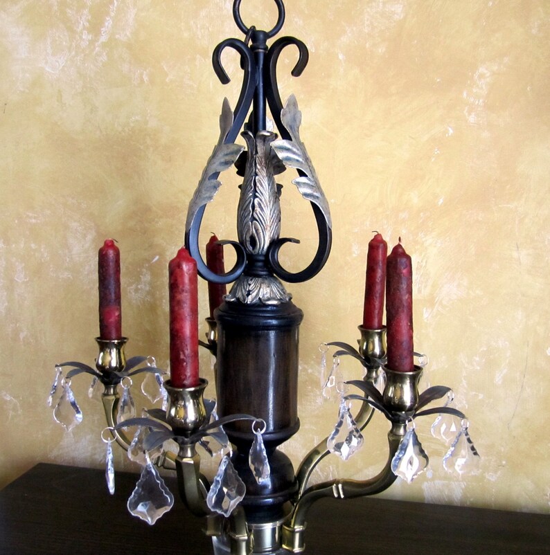 Hanging Tole Chandelier Candle Holder One Of A Kind 5 Arm Etsy