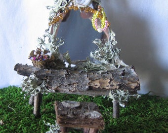 Fairy Vanity Dressing Table, Mirror and Chair, Woodland Décor, Woodland Furniture, Woodland Fairy Bedroom Furniture, Fairy Accessories