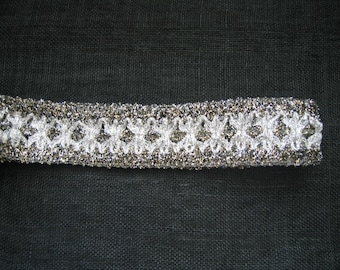 Vintage Black and Silver Metallic 1.5" Wide Trim