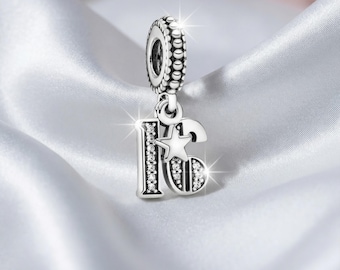 16th Birthday Charm | Sterling Silver Cubic Zirconia Dangle Bead/Chrismasgift/Giftforher