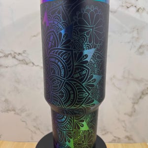 Swear Word Mandala Tumbler: Rainbow Laser Engraved Stainless Steel