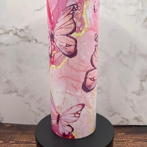 Butterfly Glitter 20oz Sublimated Tumbler: Stainless Steel, BPA Free