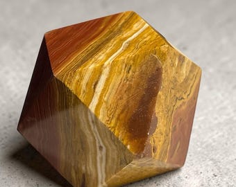 Marble Onyx Stone Paperweight Multi-Colored Distinctive Rings Geometric Decor