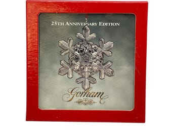 Adorno de plata de ley de la colección del Archivo Gorham, 25.º aniversario de 1994, con forma de copo de nieve de 3 pulgadas
