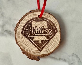 Julprydnad, träprydnad, sport, Philly-prydnad, Phillies, Phillies-prydnad, Phillies-jul, högtid, Philadelphia, gåva
