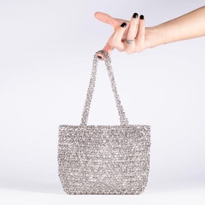 Handmade Beaded Handbag, Crystal Bead Purse, Long Beaded Strap, Elegant Party Bag, Wedding and Special Occasion Handbag,  Luxury Handbag