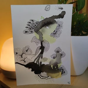 CORAL Original handmade watercolor print