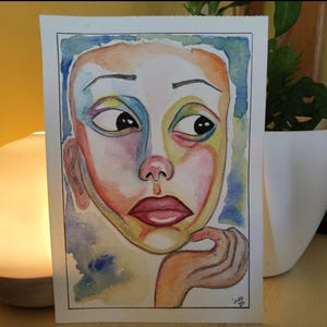 FACE Original handmade watercolor print