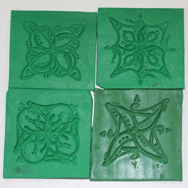 Set of 4 original sculpted molds "victorian squares"