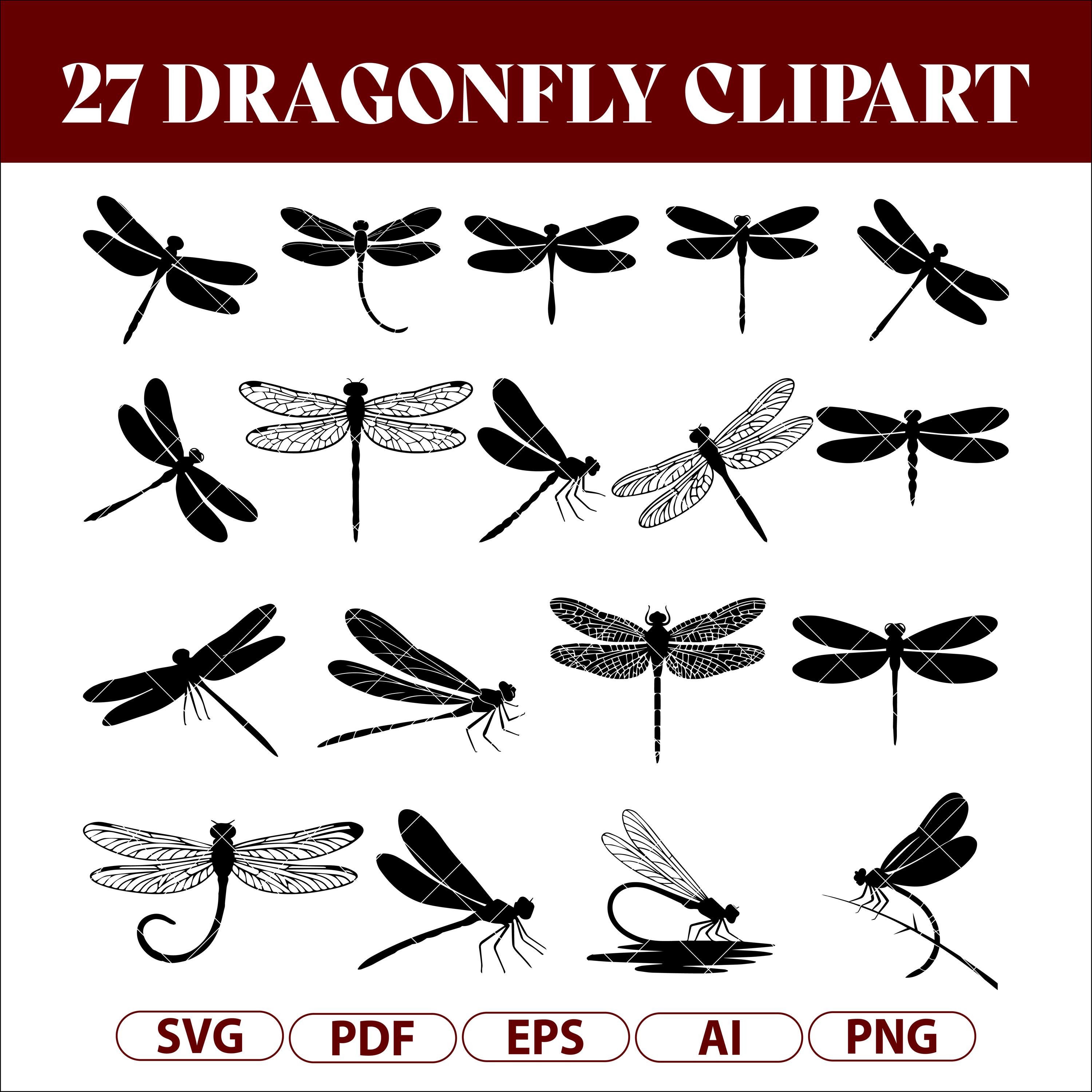 Dragonfly SVG Bundle, 25 Dragonfly Silhouettes, Insect Clipart ...