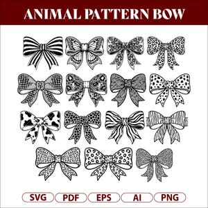Pacote de arquivos SVG com estampas de animais para laços, estampa safari em SVG e PNG, padrões de leopardo, zebra, vaca e girafa, arquivos de corte para Cricut, molde para laço de cabelo, design de decalque.