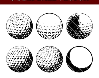 Paquete de imágenes SVG con siluetas de pelotas de golf, imágenes prediseñadas vectoriales deportivas (descarga digital)