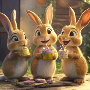 3 Birthday Rabbits