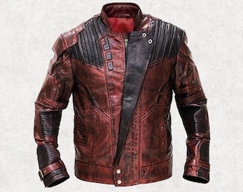 Star-Lord Leather Jacket: Guardians of the Galaxy 2 Red Moto Biker Cosplay