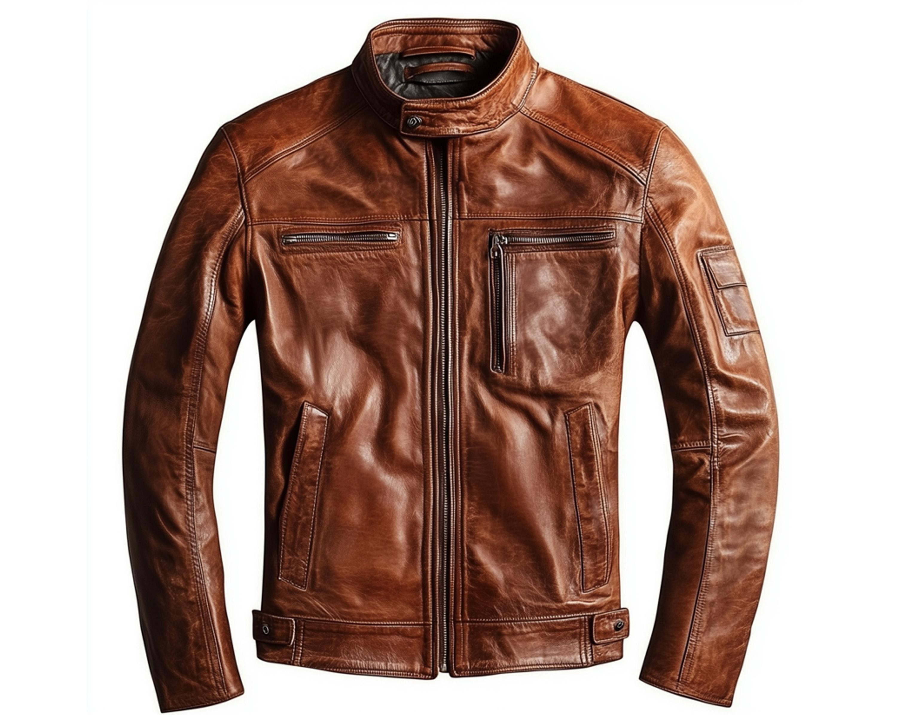Men's Brown Sheep Leather Vintage Style Biker Jacket