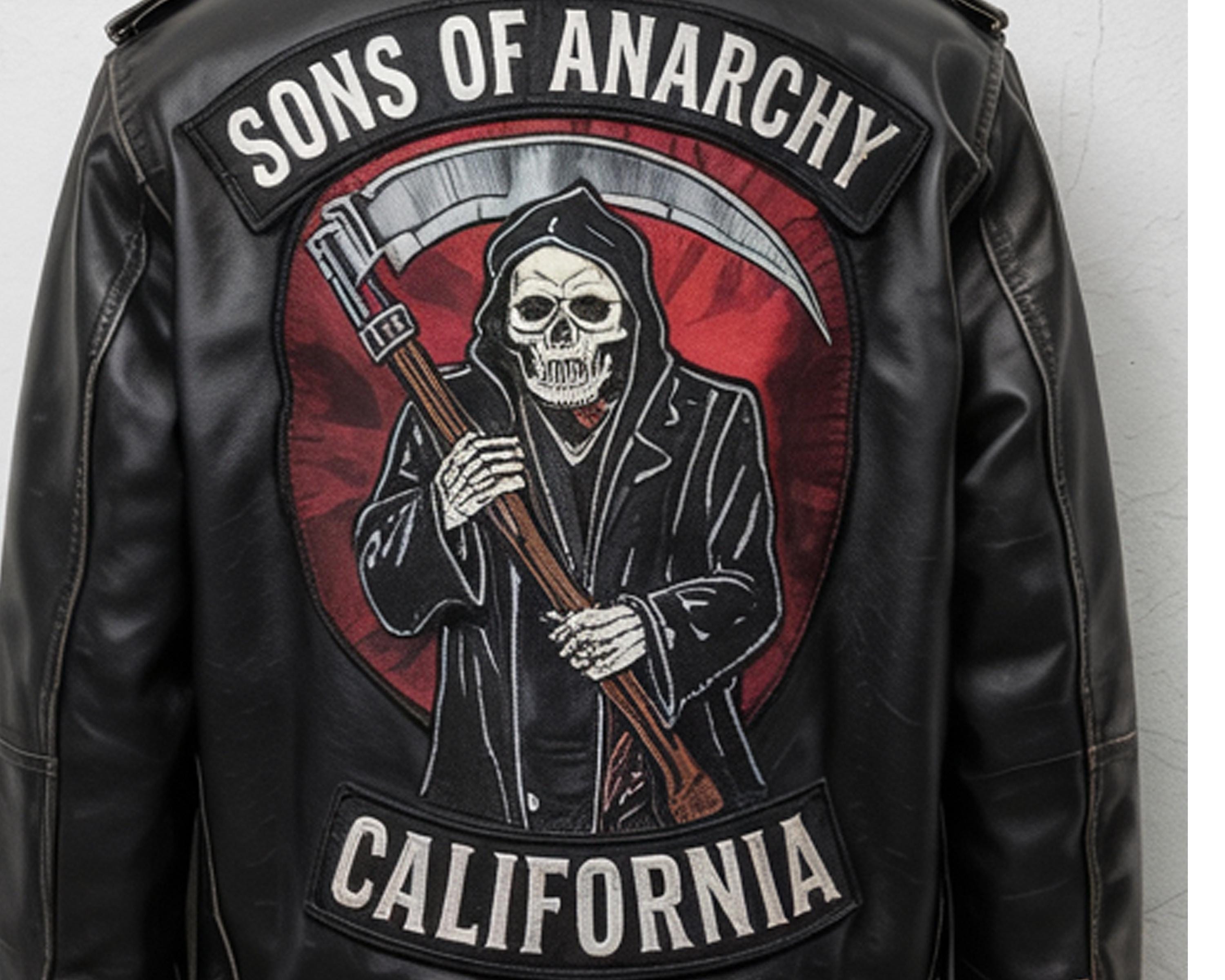 Handmade SOA Jax Teller Leather Biker Jacket: Grim Reaper