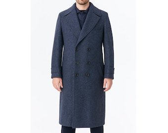 14th Doctor Who Blue Wool Coat: David Tennant Cosplay Trench Overcoat