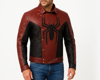 Spider-Man Last Stand Jacket — Peter Parker Red & Black Leather Cosplay | Men’s Biker Jacket