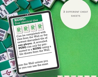 Hoja de trucos de Mahjong imprimible / Guía de referencia rápida / Para principiantes / Cómo jugar Mahjong en PDF / Descarga instantánea