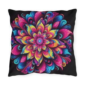 Vibrant Floral Outdoor Pillows - Colorful Garden Decor, Patio Cushions, Bohemian Home Decor, Camping Accessories, Gift Ideas
