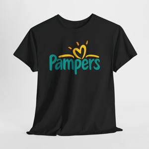 Pampers Logo T-Shirt, Funny Baby Diaper Brand Tee, Cute Parenting Humor Shirt, Baby Shower Gift Idea, Unisex Graphic Tee, Mom Dad Gift