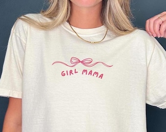 Girl mama bow boxy tee | Girl mama shirt | Girl mama tshirt | Tshirt for girl mom | Gift for girl mom | Girl mom gift | Gift for new mom