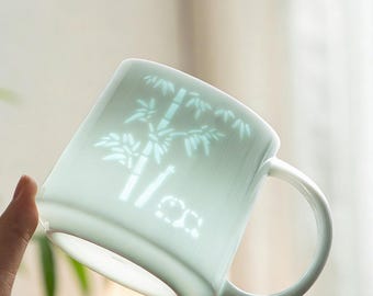 Handmade Linglong Porcelain Panda Bamboo Mug